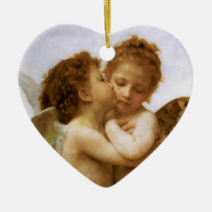 De Kus van de Engelen van Kerstmis, Bouguereau Keramisch Ornament
