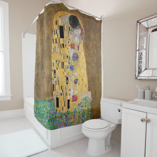 De kus van Gustav Klimt Apron Douchegordijn (In situ)