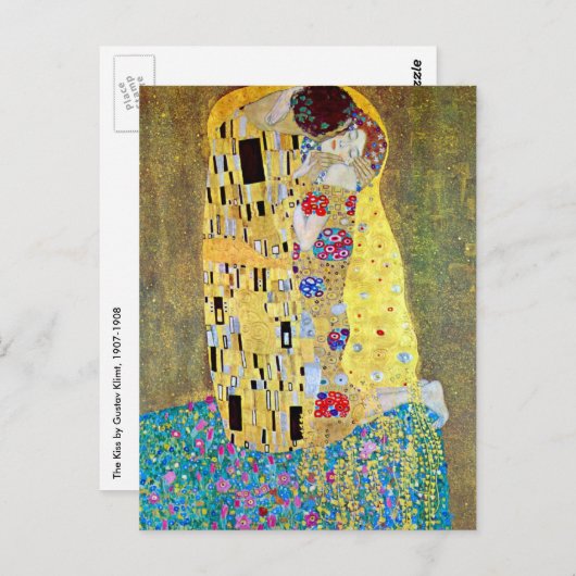De kus van Gustav Klimt, Art Nouveau Briefkaart (Voorkant / Achterkant)