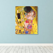 De kus van Gustav Klimt, Art Nouveau Canvas Afdruk (Insitu (Houten vloer))