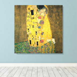 De kus van Gustav Klimt, Art Nouveau Canvas Afdruk
