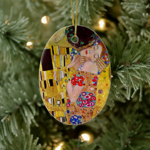 De kus van Gustav Klimt,  Art Nouveau Keramisch Ornament