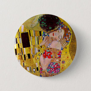 De kus van Gustav Klimt,  Art Nouveau Ronde Button 5,7 Cm