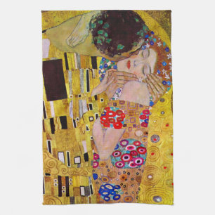 De kus van Gustav Klimt, Art Nouveau Theedoek