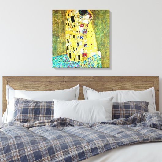 De kus van Gustav Klimt Canvas Afdruk (Insitu (Slaapkamer))