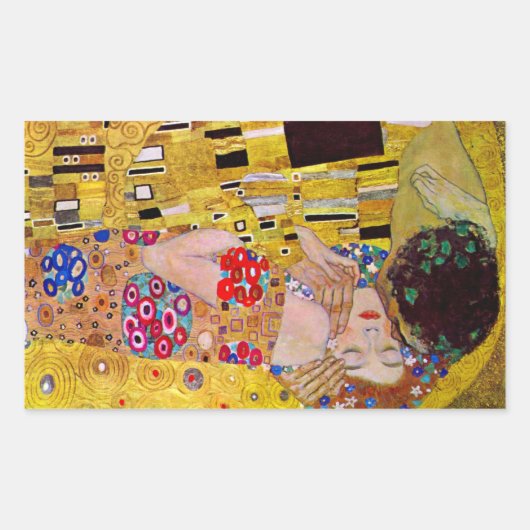 De kus van Gustav Klimt Rechthoekige Sticker (Voorkant)