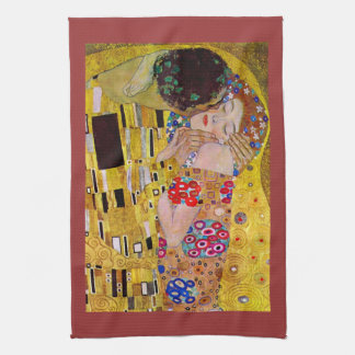 De kus van Gustav Klimt Theedoek