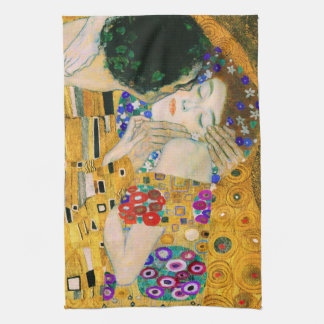 De kus van Gustav Klimt Theedoek