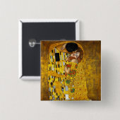 De kus van Gustav Klimt Vierkante Button 5,1 Cm (Voorkant /achterkant)