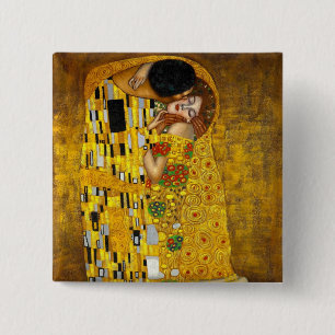 De kus van Gustav Klimt Vierkante Button 5,1 Cm