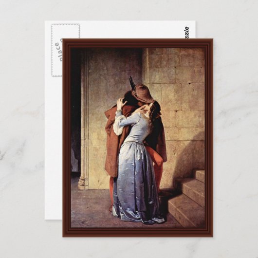 De kus van Hayez Francesco Briefkaart (Voorkant / Achterkant)