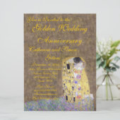 De Kus van Klimt Gouden Huwelijksjubileum Uitnodig Kaart (Staand voorkant)