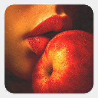 De kus van nectarine – Een intieme portret Vierkante Sticker