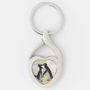 De kus van Penguins Swirl Metal Sleutelhanger