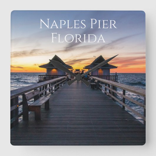 De kust van Napels Pier florida Vierkante Klok (Voorkant)