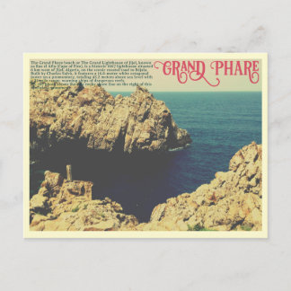 De kustlijn van Grand Phare-strand in Jijel, Alger Briefkaart