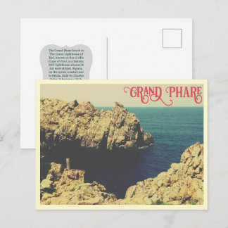 De kustlijn van Grand Phare-strand in Jijel, Alger Briefkaart