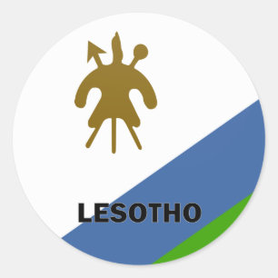 De kwaliteitsvlag van Lesotho Roundel Ronde Sticker