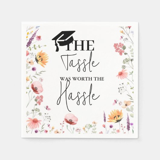 De kwastje waard het gedoe Wildflower Afstuderen Servet (Voorkant)