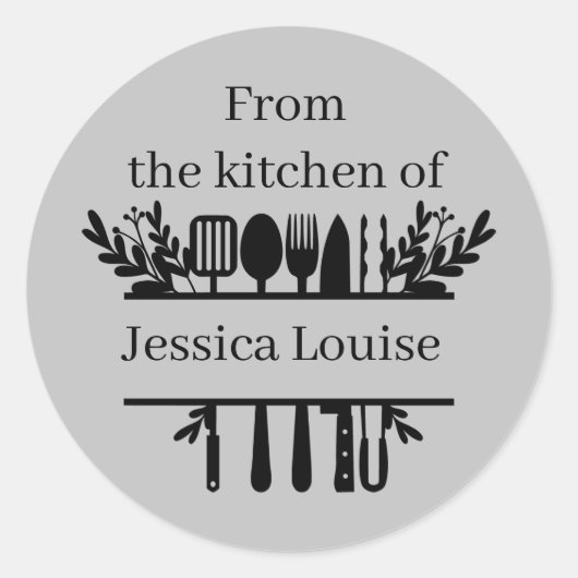 De la cuisine de ajouter nom Classic Round Sticker (Devant)