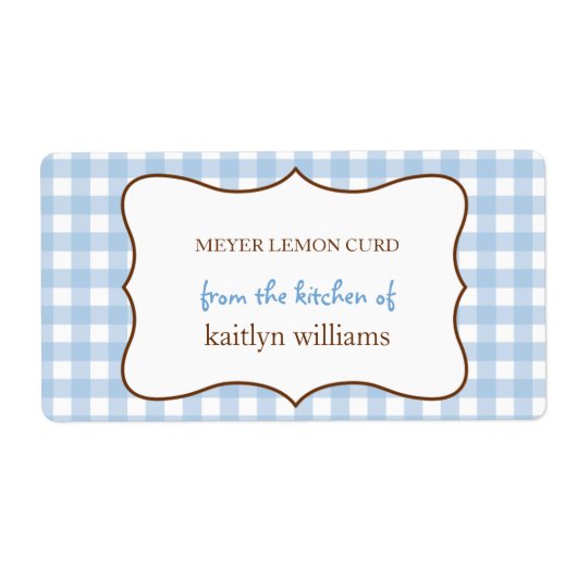 De la cuisine de bleu en vichy étiquette personnal (Devant)