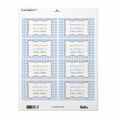 De la cuisine de bleu en vichy étiquette personnal (Feuille entière)