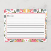 De la cuisine de Cartes de recettes Bleu Floral Ro (Dos)