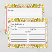 De la cuisine de Cartes de recettes Or Rose Floral (Devant / Derrière)
