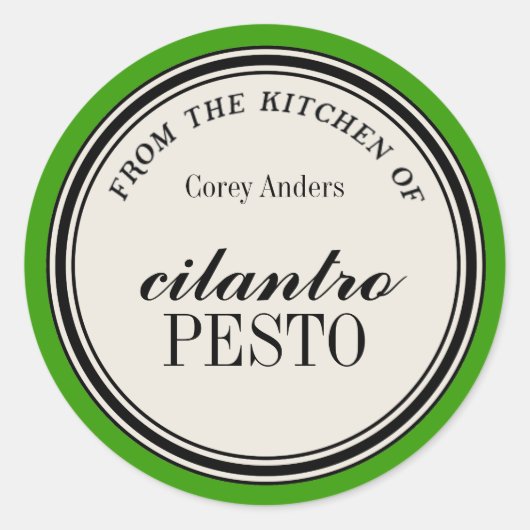 "De la cuisine de" Cercle Étiquette Modèle (Devant)