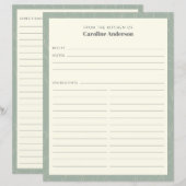 De La Cuisine | Page Sage Green Floral Recette (Devant / Derrière)