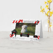 de la Fête des pères rouge chien Horz Pet Carte ph (Fleur jaune)