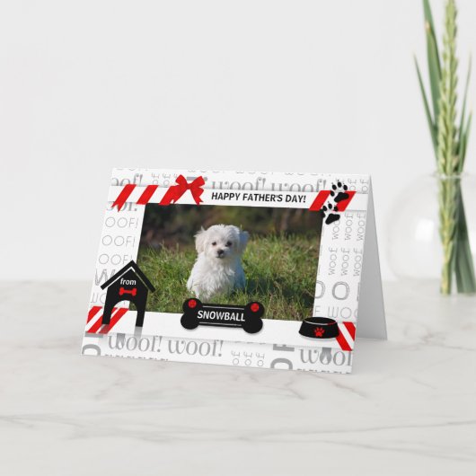 de la Fête des pères rouge chien Horz Pet Carte ph (Devant)