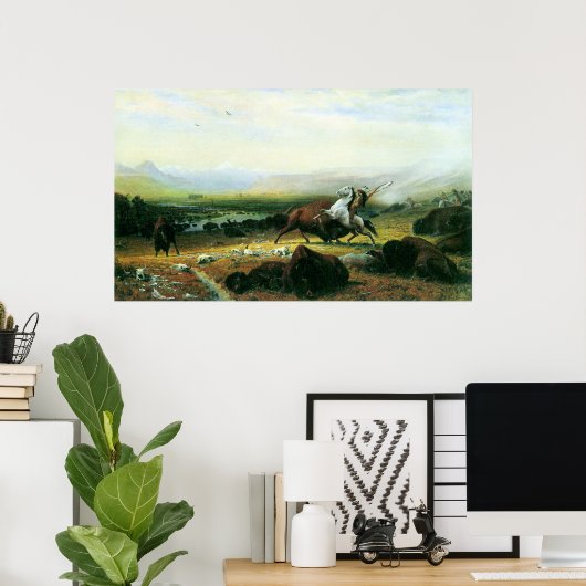 De laatste buffel van Bierstadt Poster (Thuiskantoor)