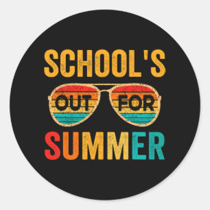 De laatste dag van de schoolleraar in de zomer ronde sticker