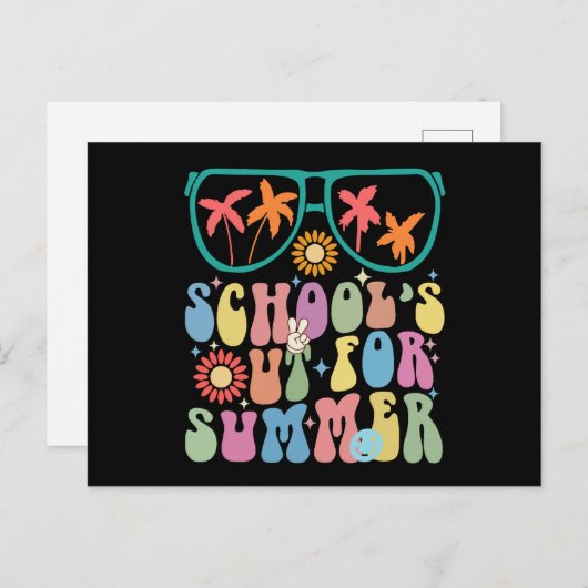 De laatste dag van school Groovy School is uit voo Briefkaart (Voorkant / Achterkant)