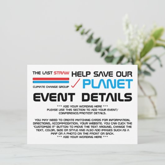 De laatste druppel, het klimaatveranderingsdetail informatiekaartje (Staand voorkant)