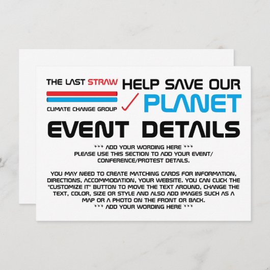 De laatste druppel, het klimaatveranderingsdetail informatiekaartje (Voorkant / Achterkant)