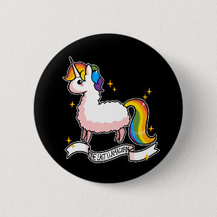 De laatste llamacorn ronde button 5,7 cm