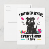 De laatste schooldag overleefde ik school briefkaart (Voorkant / Achterkant)