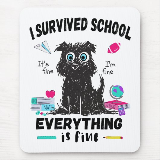 De laatste schooldag overleefde ik school muismat (Voorkant)