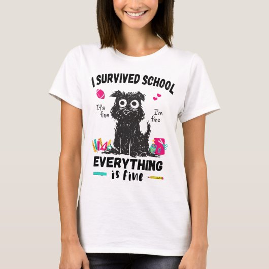 De laatste schooldag overleefde ik school t-shirt (Voorkant)