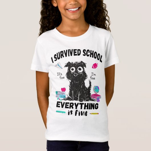 De laatste schooldag overleefde ik school t-shirt (Voorkant)
