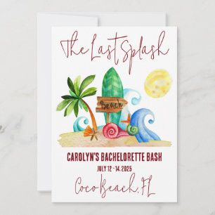 De laatste splash, strand, surfen vrijgezellenfees kaart