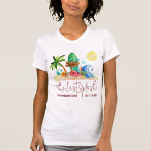 De laatste splash, strand, surfen vrijgezellenfees t-shirt
