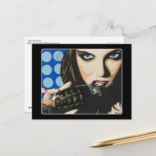 ‘De laatste strohalm’ op een schilderij Briefkaart (Voorkant / Achterkant in situ)