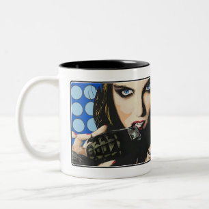 ‘De laatste strohalm’ op een schilderij Tweekleurige Koffiemok