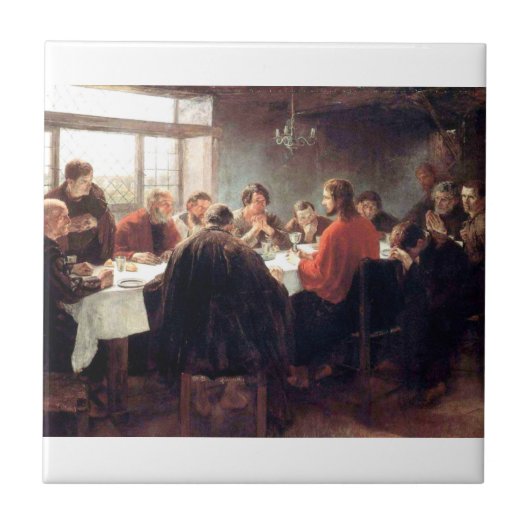 De laatste Supper van Fritz Von Uhde 1886 Tegeltje (Voorkant)