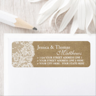 De labels voor het Collectie Kraft & Lace Wedding