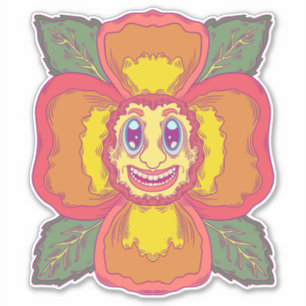 De lachende bloem sticker