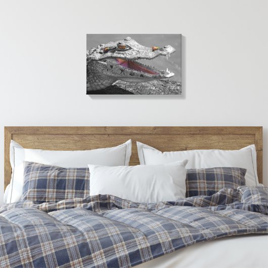 De lachende krokodil en de vliegen canvas afdruk (Insitu (Slaapkamer))